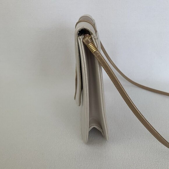 Retro Shoulder Bag Purse Clutch Small Colorblock White Gold Wave Patent Leather - Picture 9 of 16